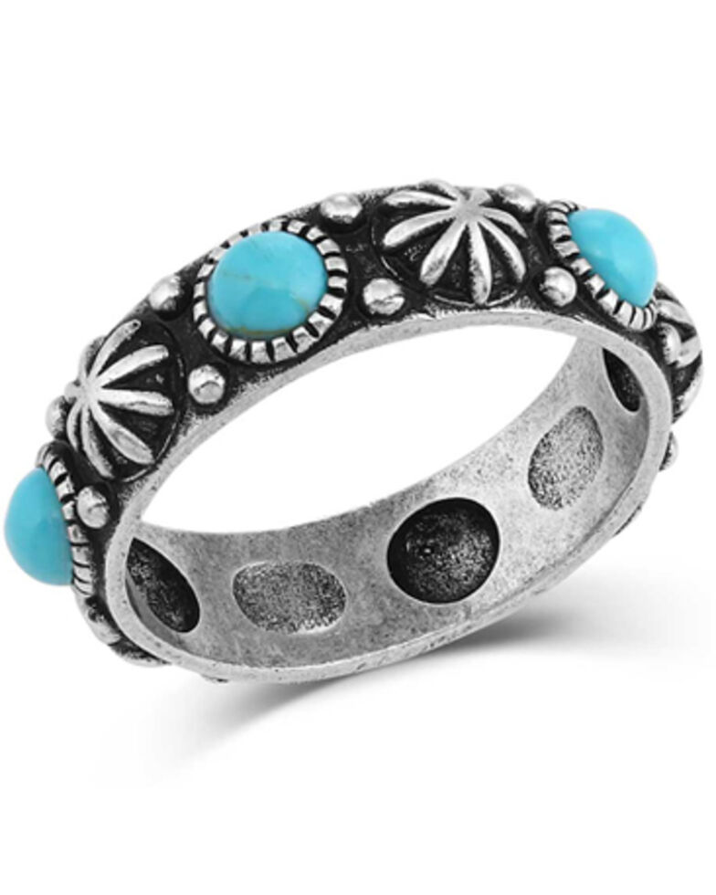 Montana Silversmiths Women's Starlight Starbrite Stone Turquoise Silver Ring - Size 8, Silver, hi-res
