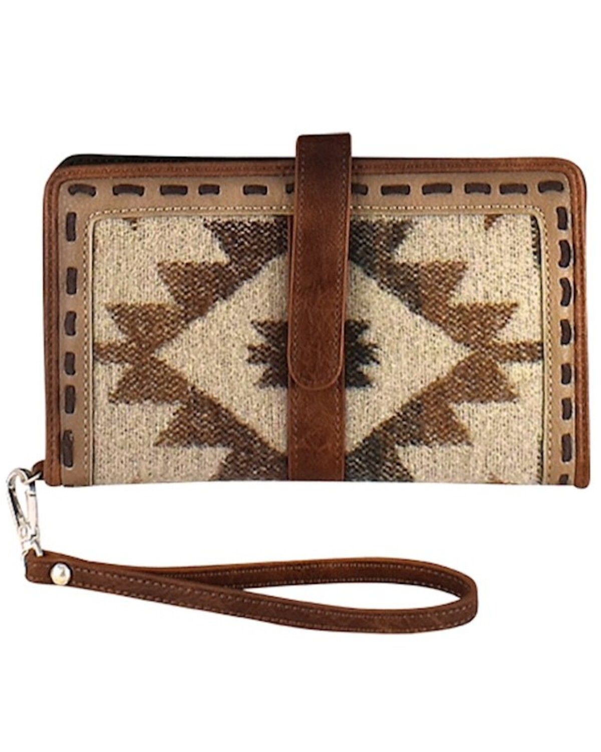 Image #1 - Justin Women's Southwestern Blanket Wristlet, Brown, hi-res