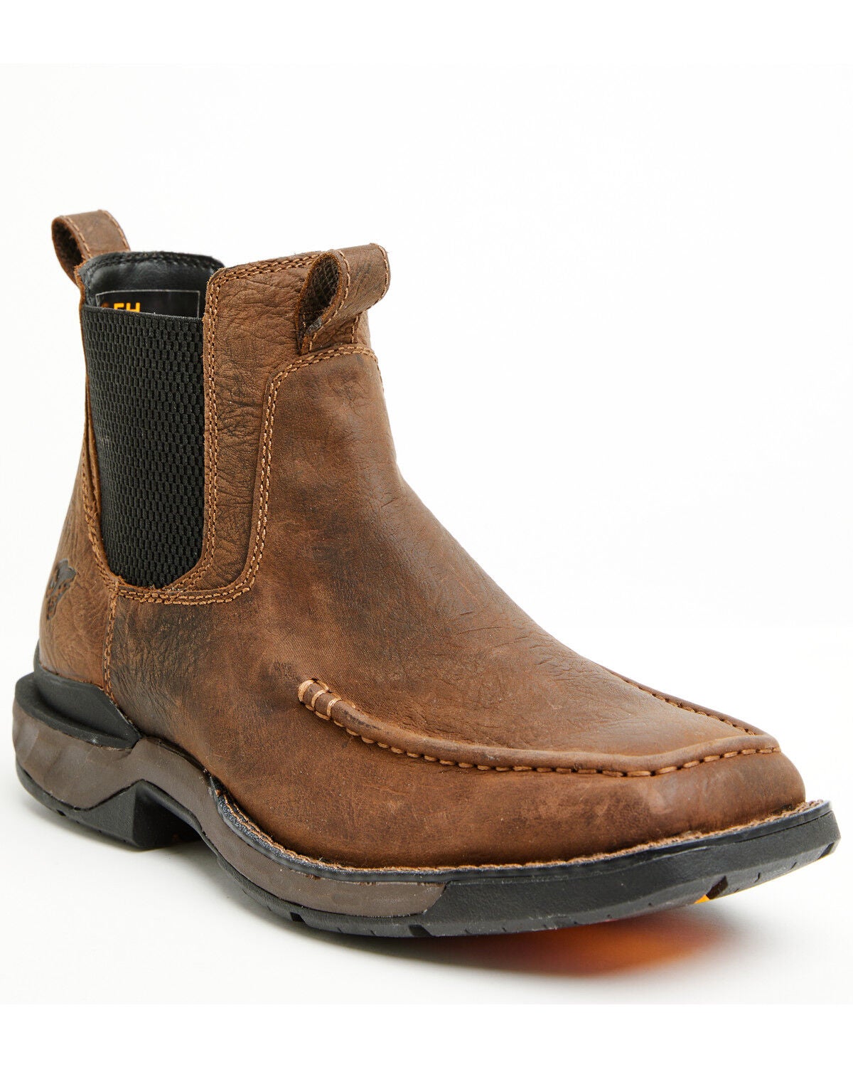 Image #1 - Phantom Rider Men's 6" Romeo Pull-On Ankle Boots - Moc Toe, Brown, hi-res