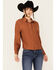 Image #1 - Evergreen Women's Solid Long Sleeve Button-Down Western Shirt, Caramel, hi-res