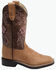 Image #2 - Old West Little Girls' Crackle Western Boots - Broad Square Toe, Tan, hi-res
