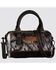 Image #1 - Wrangler Women's Genuine Cowhide Tooled Barrel Crossbody Bag, Black, hi-res