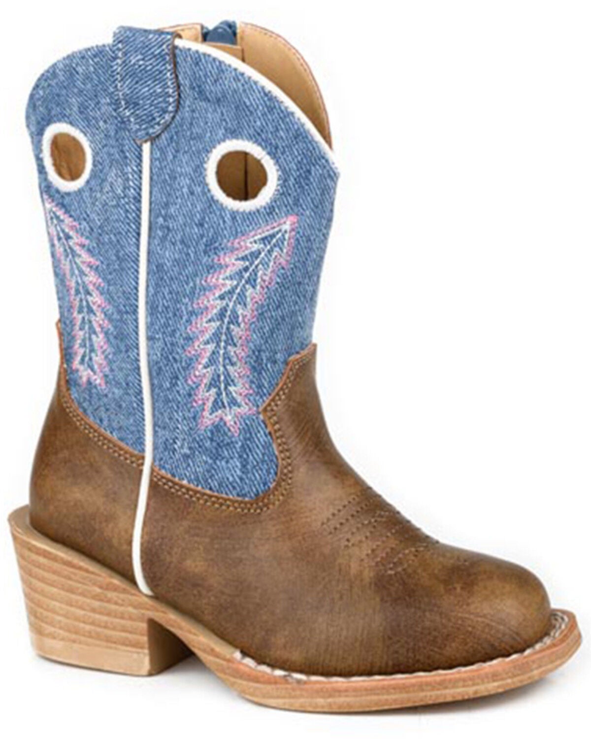 Roper Toddler Girls' Willow Western Boots - Broad Square Toe, Brown, hi-res