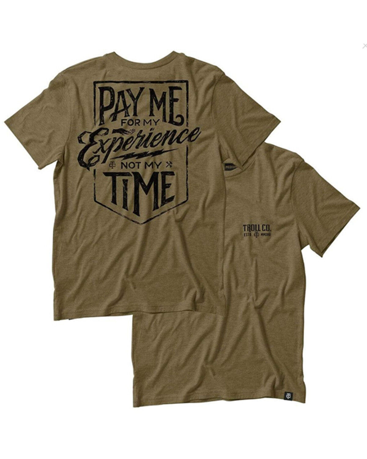Image #1 - Troll Co Men's Pay Me Short Sleeve Graphic T-Shirt, Green, hi-res
