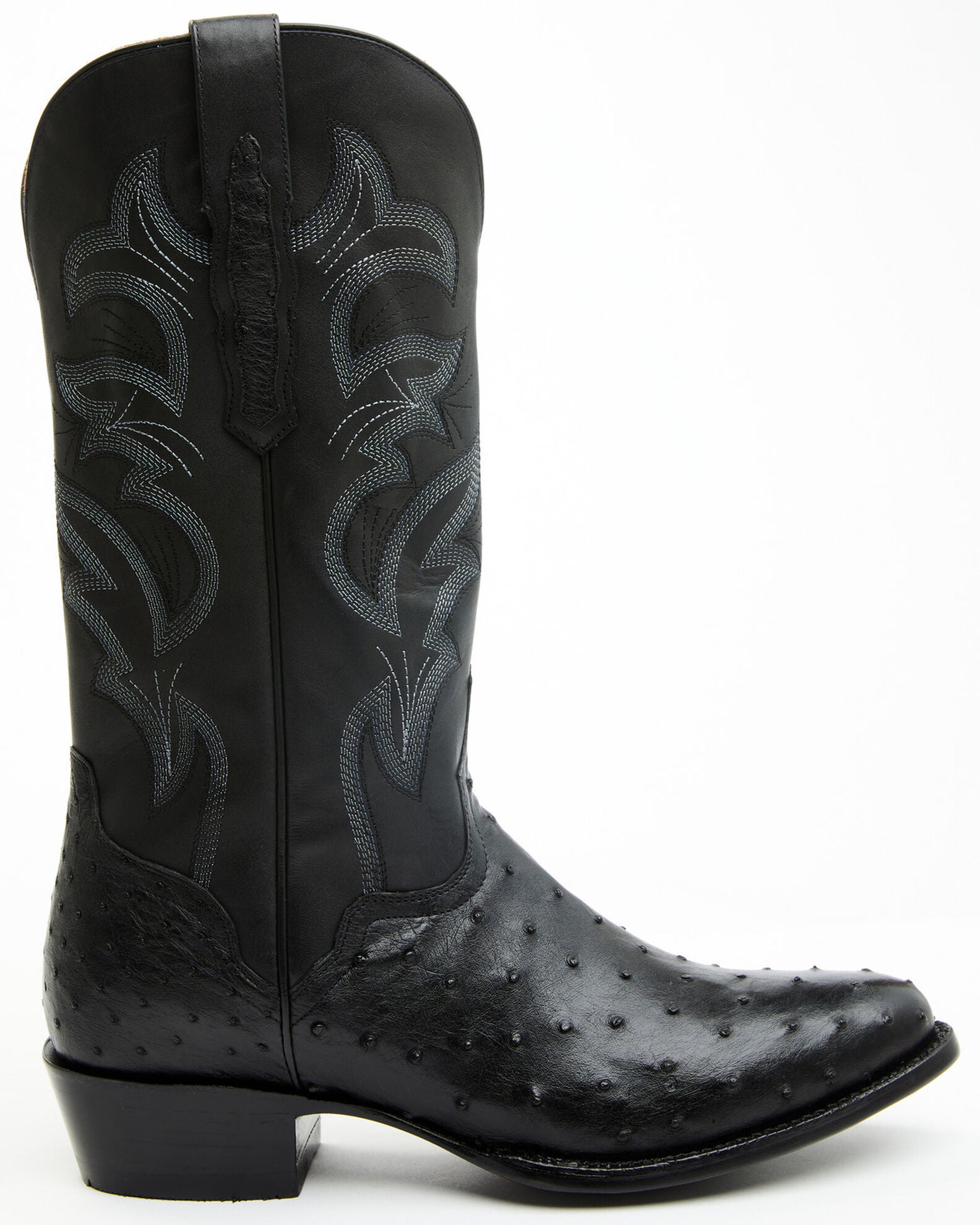 El Reparo Men's Print Ostrich Round Toe Boots - Black