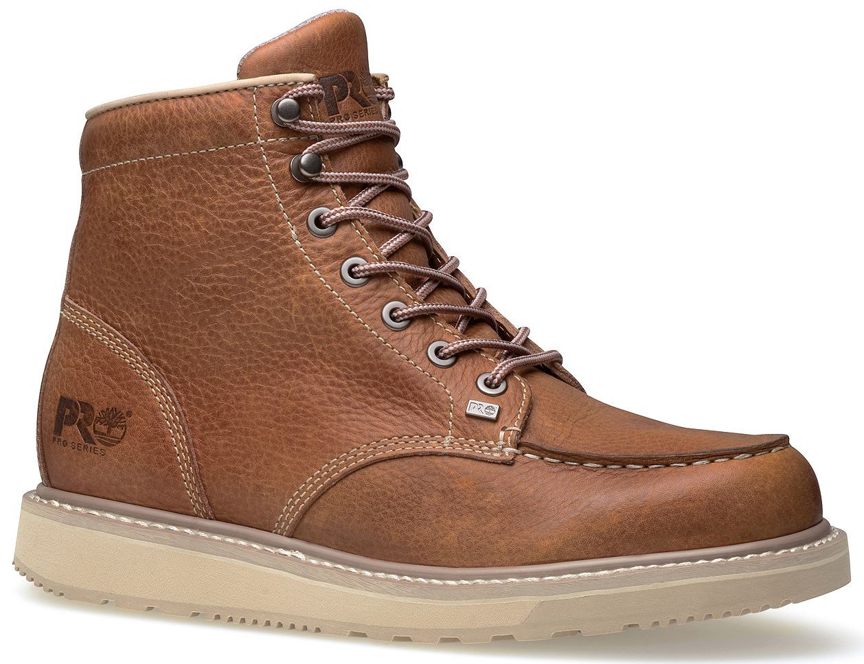 Timberland PRO Barstow 6" Lace-Up Wedge Moc Work Boots - Soft Toe, Rust, hi-res