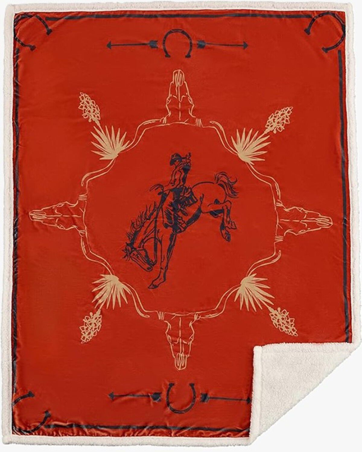 Image #1 - HiEnd Accents Marfa Campfire Sherpa Throw, Red, hi-res