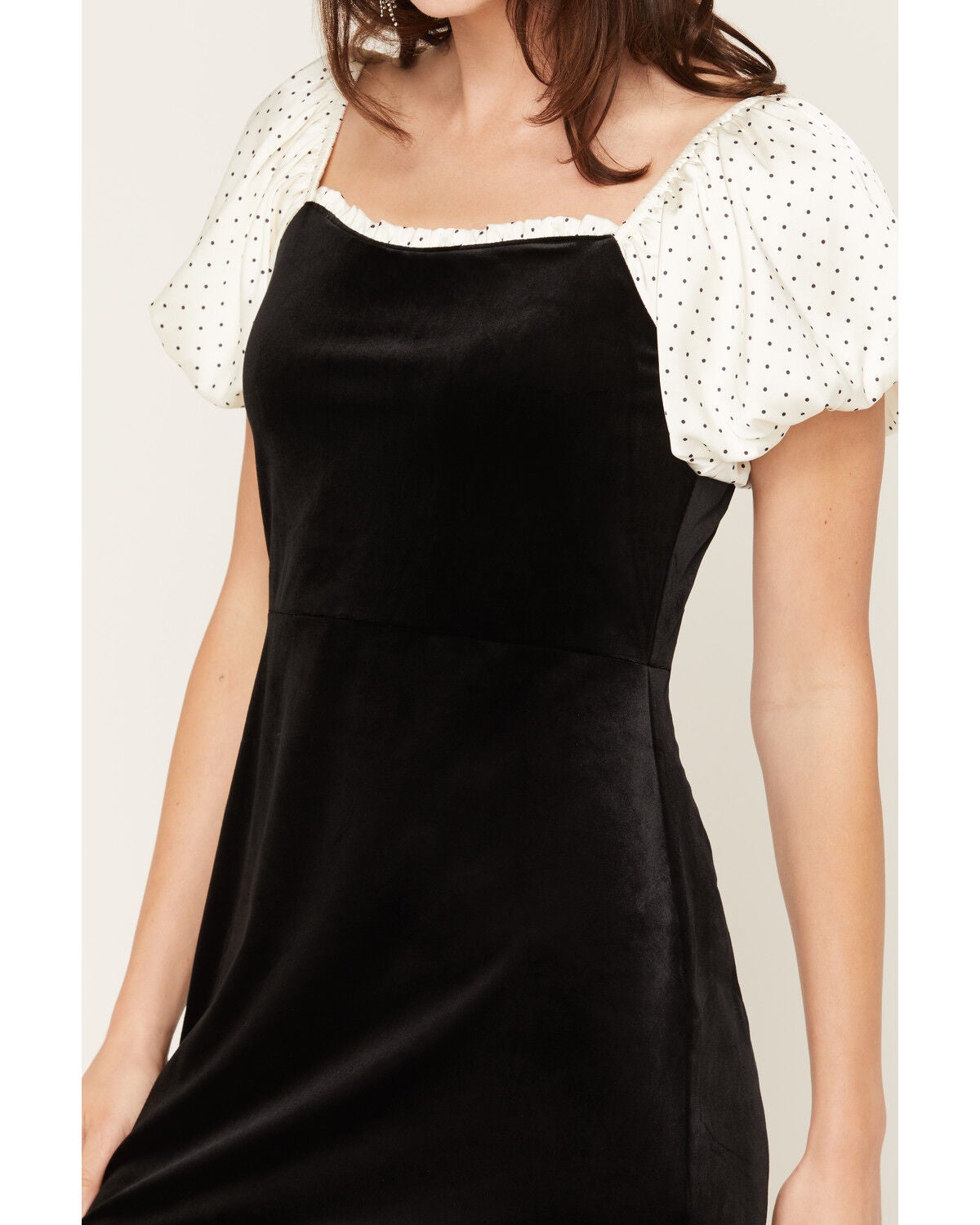 Image #3 - Sadie & Sage Women's Polka Dot Puff Sleeve Mini Dress, Black, hi-res