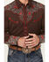 Image #3 - Scully Men's Rose Embroidered Long Sleeve Pearl Snap Western Shirt, Chocolate, hi-res