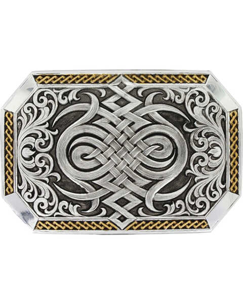 Montana Silversmiths Silver Antiqued Celtic Knot Buckle , Silver, hi-res
