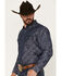 Moonshine Spirit Men's Mocasin Southwestern Print Long Sleeve Snap Western Shirt, Navy, hi-res