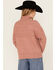 Image #4 - Cleo + Wolf Women's Mock Neck Pullover Cable Knit Sweater, Peach, hi-res
