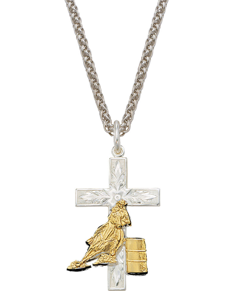 Montana Silversmiths Barrel Racer Cross Necklace, Multi, hi-res
