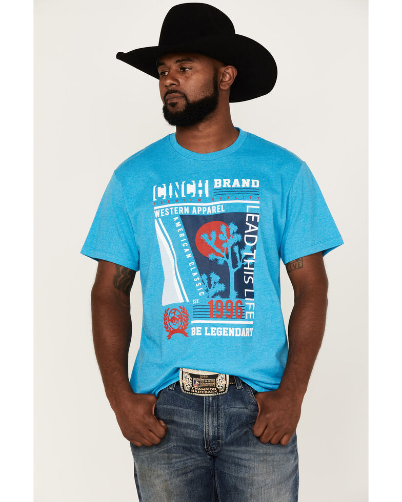 Cinch Men's Lead This Life Desert Night Graphic Short Sleeve T-Shirt , Blue, hi-res