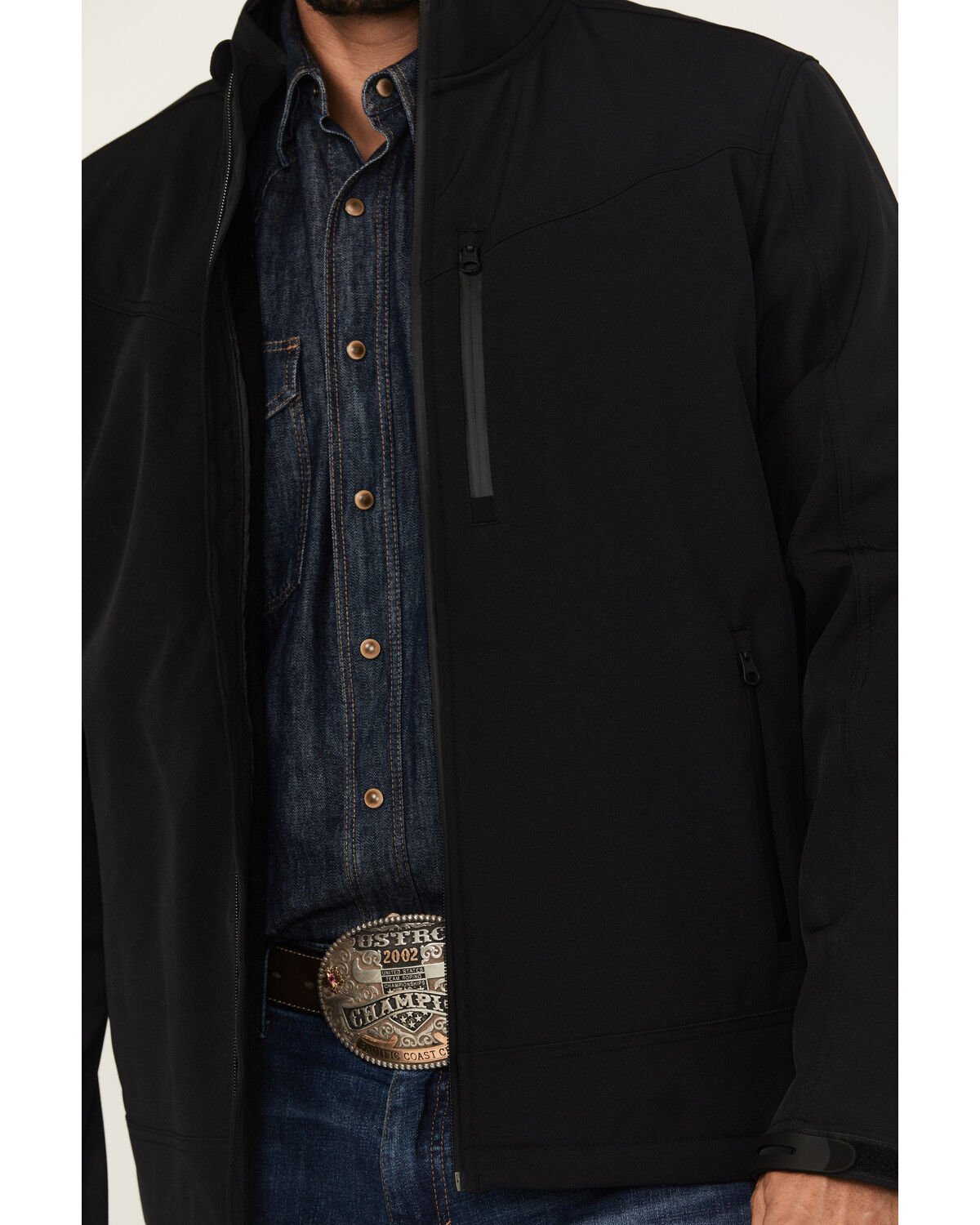Image #3 - Cody James Men's Southwestern Logo Softshell Jacket, Black, hi-res