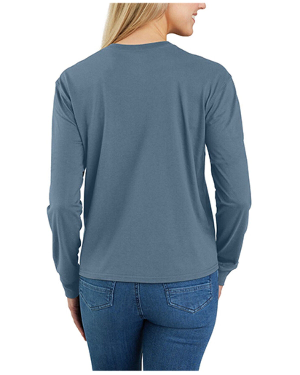 Image #2 - Carhartt Women's TENCEL&trade; Fiber Series Loose Fit Long Sleeve Graphic Pocket Tee, Light Blue, hi-res