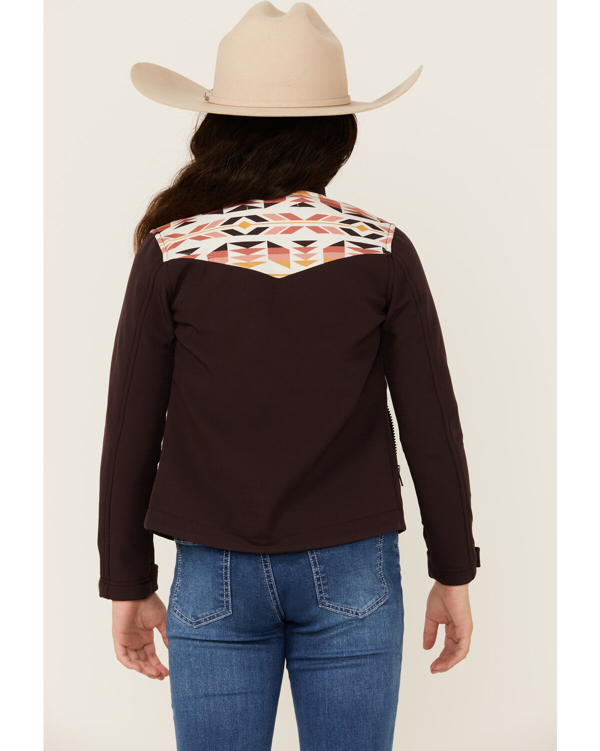 Image #4 - Shyanne Girls' Southwestern Print Softshell Jacket, Chocolate, hi-res