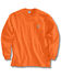 Carhartt Men's Loose Fit Heavyweight Long Sleeve Logo Pocket Work T-Shirt - Big & Tall, Orange, hi-res