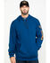 Image #1 - Hawx Men's Logo Sleeve Performance Fleece Hooded Work Sweatshirt , Blue, hi-res
