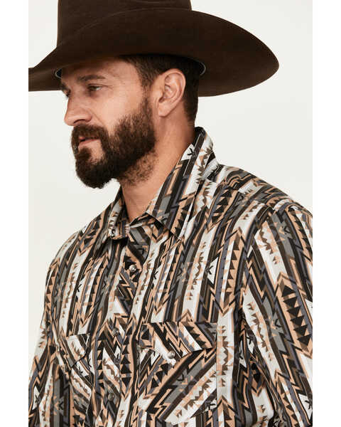 Image #2 - Rock & Roll Denim Men's Southwestern Print Vintage Stretch Western Shirt, Tan, hi-res
