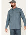 Image #1 - Cody James Men's FR Midweight Geo Print Long Sleeve Pearl Snap Western Shirt, Teal, hi-res