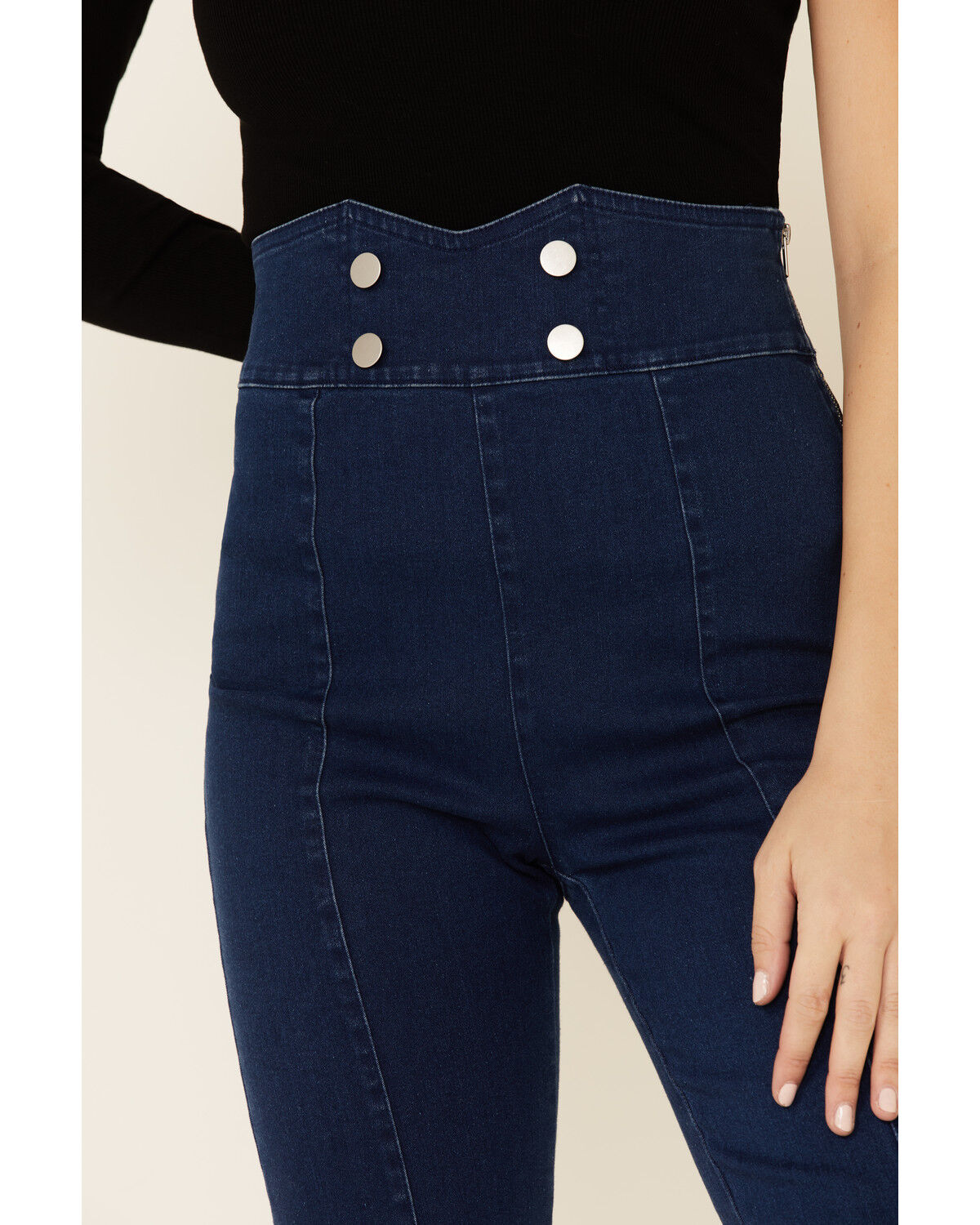 Image #4 - Flying Tomato Women's Super High Rise Flare Jeans, Blue, hi-res