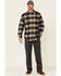 Wrangler Riggs Men's Navy & Tan Large Plaid Long Sleeve Button-Down Work Flannel Shirt - Tall , Navy, hi-res