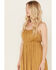 Image #2 - Mystree Women's Satin Ruffle Cami Midi Dress, Gold, hi-res