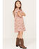 Image #1 - Shyanne Girls' Floral Printed Ruffle Mini Dress, Cream, hi-res
