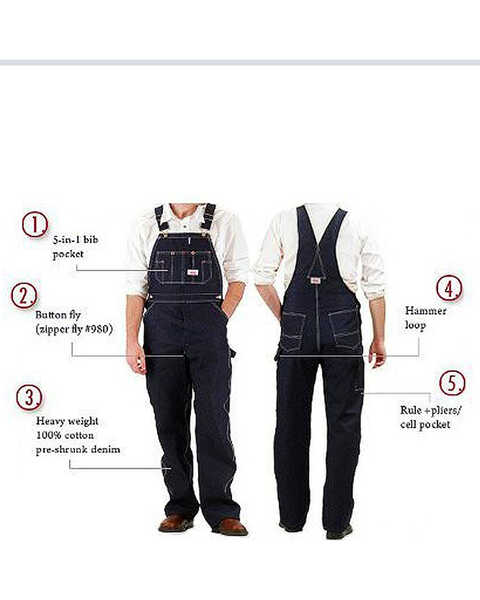 Image #2 - Round House Men's Overalls - Big & Tall, Blue, hi-res