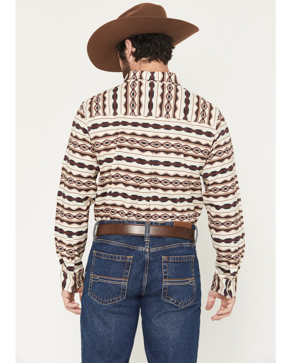 Image #4 - Cody James Men's Maverick Southwestern Print Long Sleeve Button-Down Stretch Western Shirt, Cream, hi-res