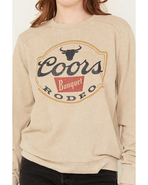 Image #3 - Changes Women's Coors Rodeo Mineral Wash Crewneck Sweatshirt , Sand, hi-res
