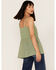 Cleo + Wolf Women's Smocked Button Front Woven Tank Top , Loden, hi-res