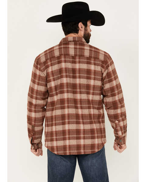 Image #4 - Dakota Grizzly Men's Ivan Plaid Print Sherpa Lined Flannel Shirt Jacket, Rust Copper, hi-res
