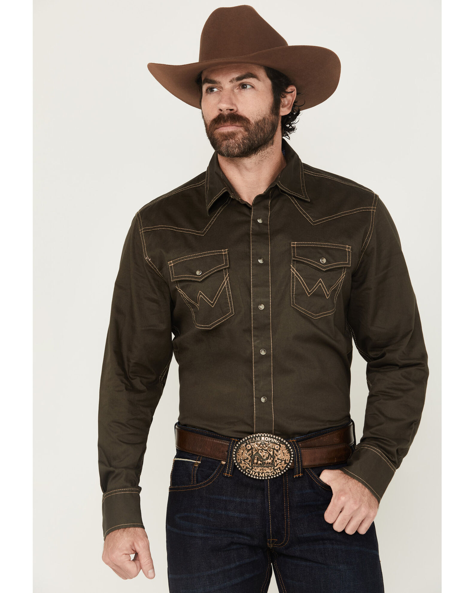 Wrangler Retro Men s Solid Long Sleeve Snap Western Shirt Sheplers