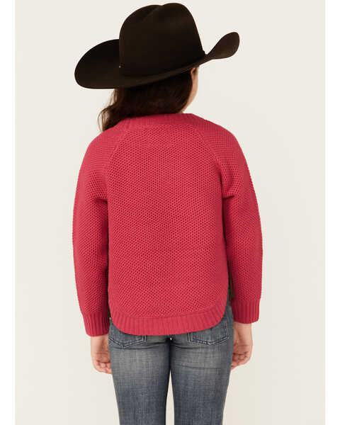 Image #4 - Cotton & Rye Girls' Horse Applique Round Bottom Sweater , Pink, hi-res