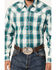 Image #3 - Stetson Men's Plaid Print Long Sleeve Snap Western Shirt, Teal, hi-res