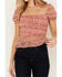 Trixxi Women's Floral Printed Smocked Top, Pink, hi-res