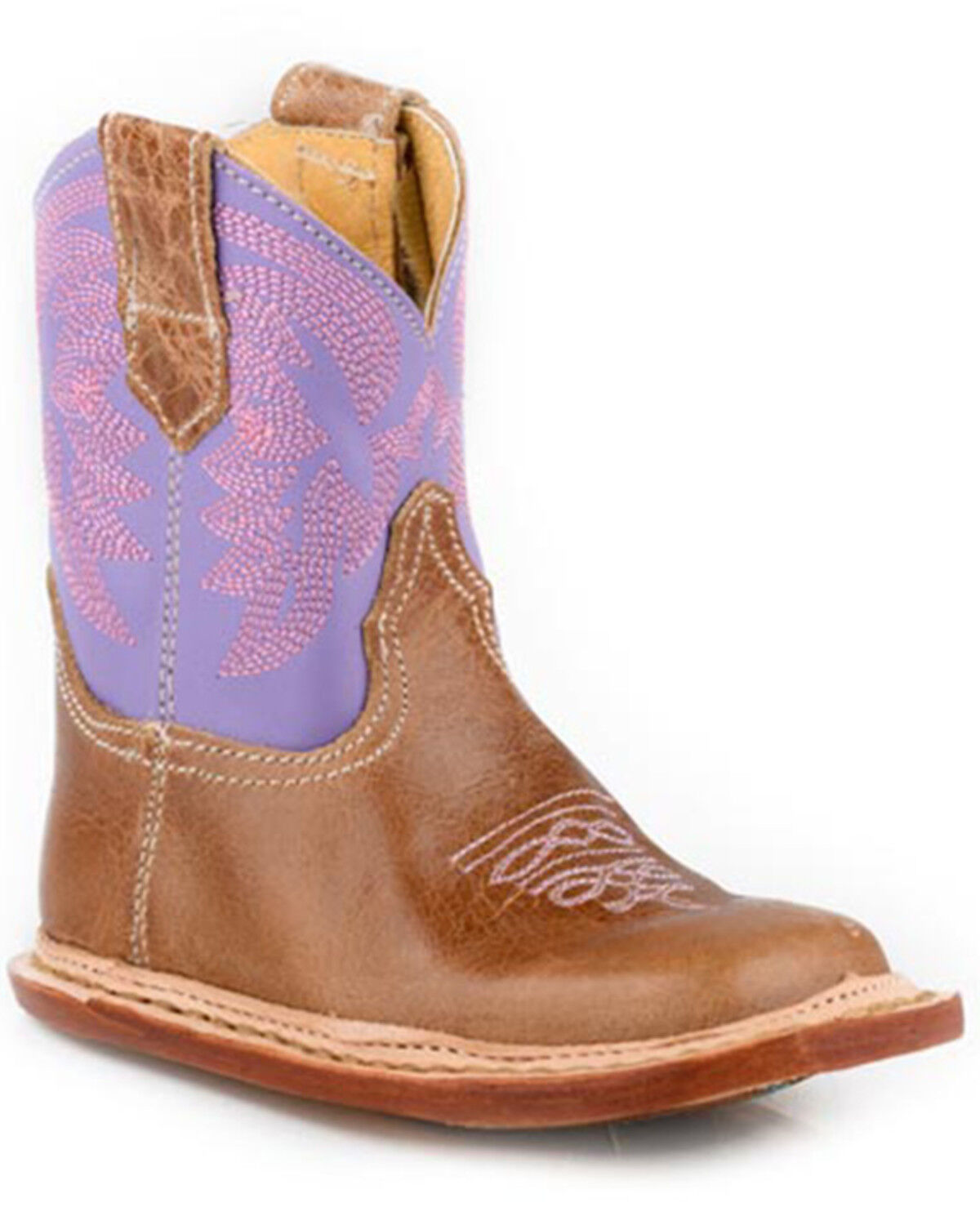 Image #1 - Roper Infant Girls' Cowbabies Bonnie Western Boots - Broad Square Toe, Tan, hi-res