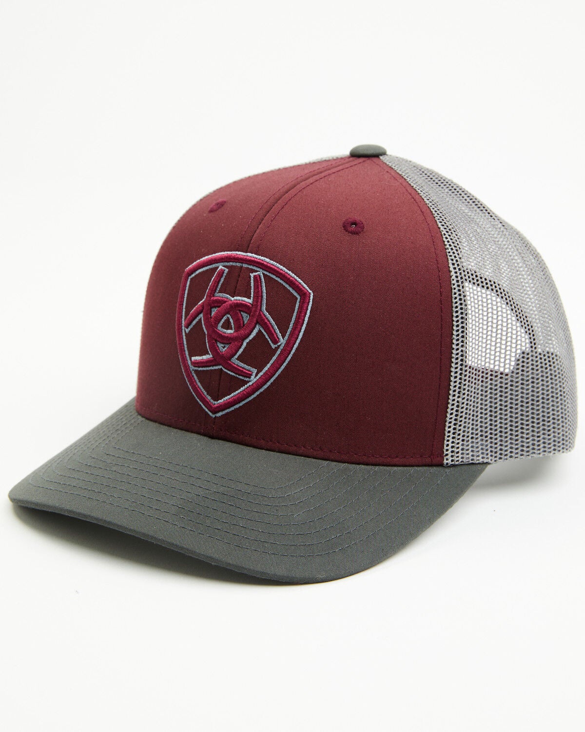 Image #1 - Ariat Men's Shield Logo Ball Cap, Maroon, hi-res
