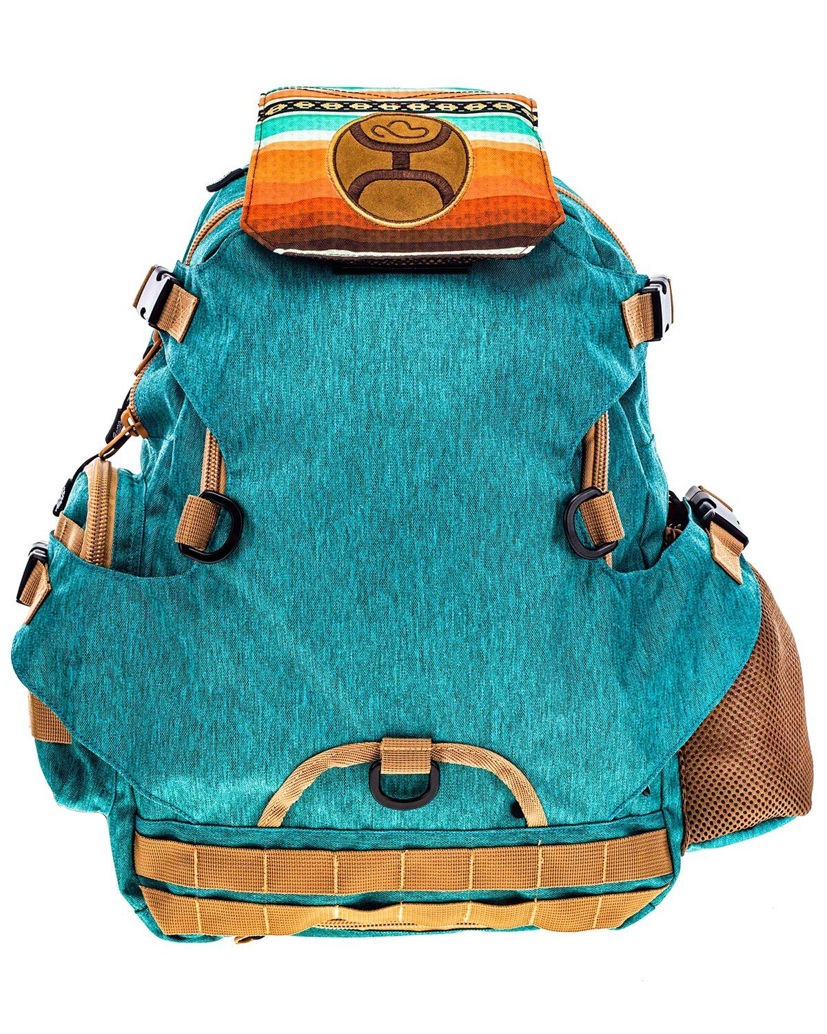 Image #1 - Hooey Mule Serape Striped Backpack, Turquoise, hi-res