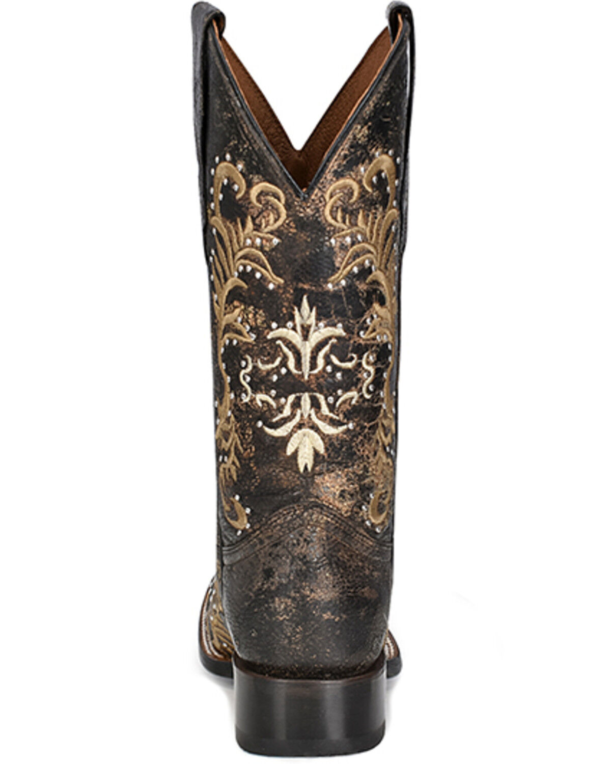 Image #5 - Circle G Women's Embroidered & Studded Distressed Tall Western Boots - Square Toe, Black/tan, hi-res
