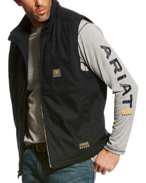 Ariat Men's Rebar DuraCanvas Work Vest, Black, hi-res