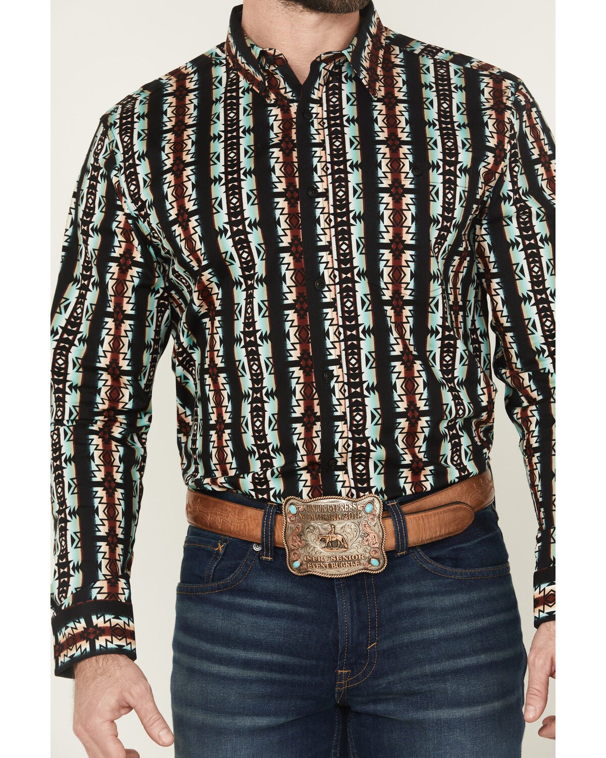 Image #3 - RANK 45&reg; Men's Fargo Southwestern Striped Long Sleeve Button-Down Stretch Western Shirt, Multi, hi-res