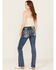 Image #1 - Miss Me Women's Dark Wash Braided Pocket Bootcut Stretch Denim Jeans, Dark Wash, hi-res
