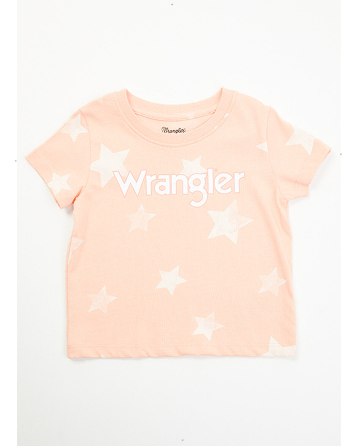 Image #1 - Wrangler Toddler Girls' Star Print Short Sleeve Graphic Tee, Peach, hi-res