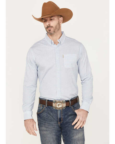Image #1 - Ariat Men's Medallion Stretch Modern Fit Button-Down Long Sleeve Western Shirt, White, hi-res