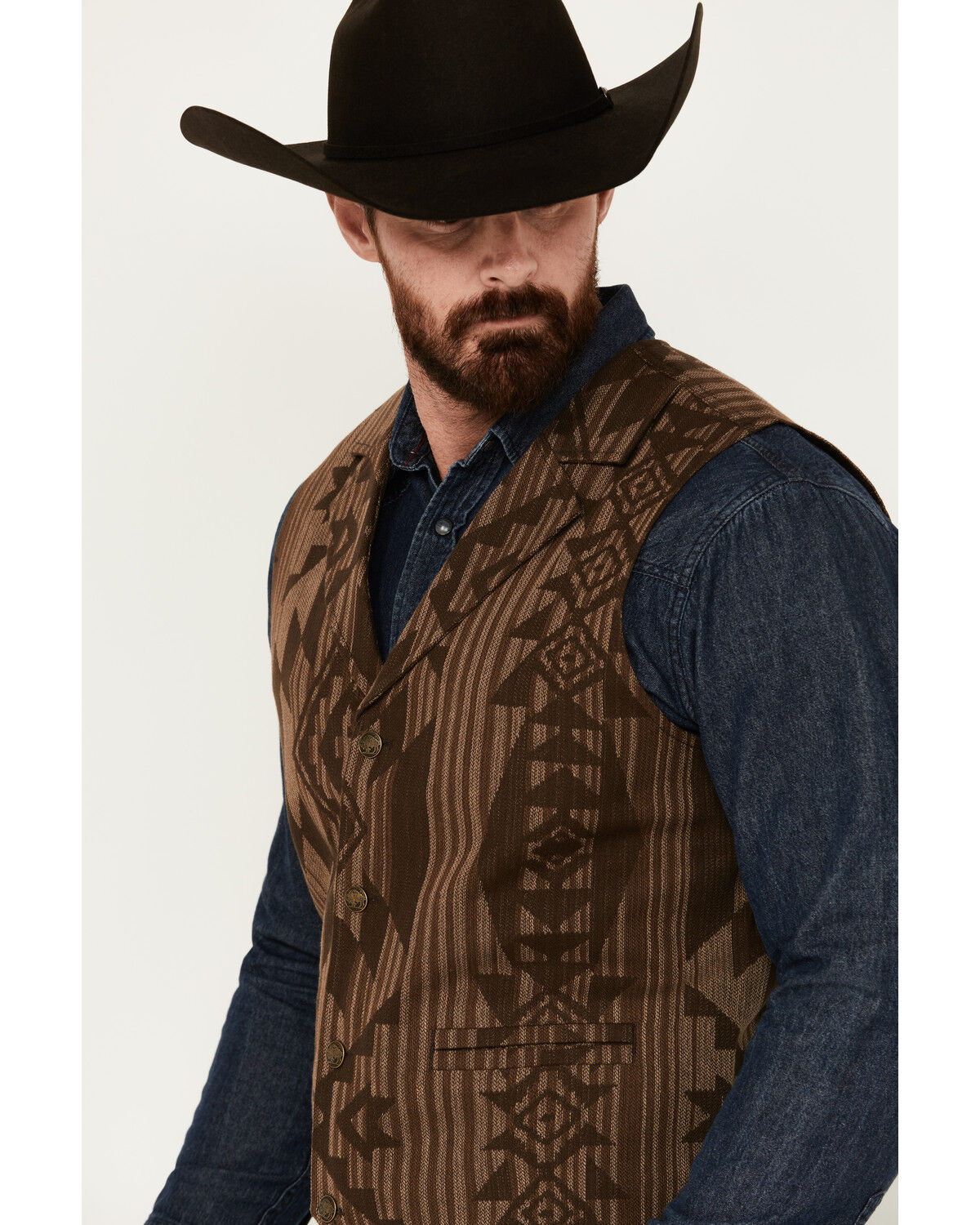 Image #2 - Cody James Men's Southwestern Print Jacquard Vest, Brown, hi-res