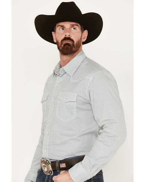 Image #2 - Wrangler 20X Men's Competition Advanced Comfort Geo Print Long Sleeve Snap Western Shirt, Blue, hi-res