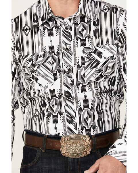 Image #3 - Rock & Roll Denim Men's Modern Fit Southwestern Print Long Sleeve Snap Stretch Western Shirt, White, hi-res